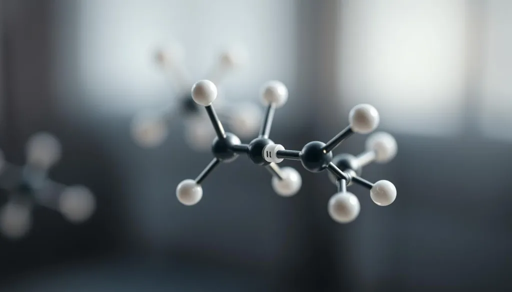 A close-up, detailed shot of an L-Lysine amino acid molecule, captured with a Sony A7R IV camera equipped with a 70mm lens and polarizer filter. The subject is sharply defined, with a hyper-candid, realistic appearance and vibrant colors. The lighting is natural and evenly distributed, highlighting the intricate chemical structure and three-dimensional form of the molecule. The background is slightly blurred, maintaining the focus on the central subject and conveying a sense of depth and professionalism. The overall image exudes a sense of scientific precision and clarity, perfectly suited to illustrate the section "L-Lysine kurz vorgestellt" in the article "L-Lysine Wirkung auf Gesundheit & Immunsystem." A close-up, detailed shot of an L-Lysine amino acid molecule, captured with a Sony A7R IV camera equipped with a 70mm lens and polarizer filter. The subject is sharply defined, with a hyper-candid, realistic appearance and vibrant colors. The lighting is natural and evenly distributed, highlighting the intricate chemical structure and three-dimensional form of the molecule. The background is slightly blurred, maintaining the focus on the central subject and conveying a sense of depth and professionalism. The overall image exudes a sense of scientific precision and clarity, perfectly suited to illustrate the section "L-Lysine kurz vorgestellt" in the article "L-Lysine Wirkung auf Gesundheit & Immunsystem."