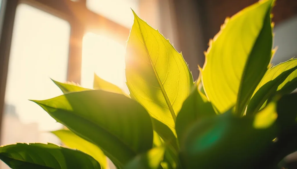 A serene and tranquil close-up of a vibrant green plant, its lush leaves illuminated by warm, diffused sunlight streaming through a window. The plant's intricate textures and verdant hues are captured in striking detail, drawing the viewer's attention to the natural beauty and life-giving qualities of Vitamin D3. The scene exudes a sense of calm and rejuvenation, evoking the essential role this vital nutrient plays in promoting overall health and well-being. Shot on Sony A7R IV 70mm, clearly focused, sharply defined, polarizer filter, Hyper-candid, 8K.
