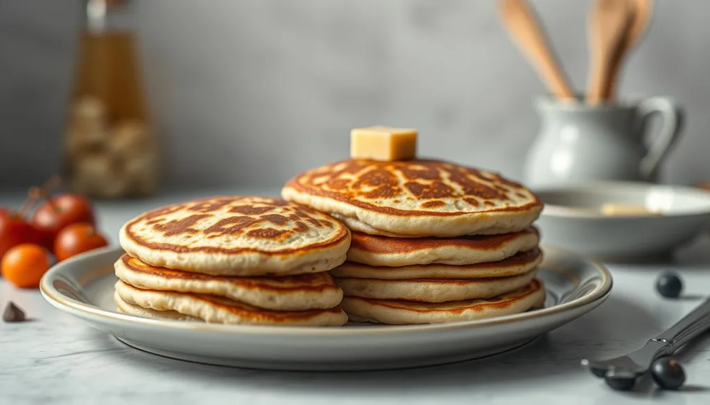 Detailed nutritional comparison of low-carb keto pancakes, presented in a clean, minimalist style. A crisp, high-resolution image captured with a premium Sony A7R IV camera, 70mm lens, and polarizer filter. The pancakes are crisply focused, with a hyper-candid, documentary-style composition that showcases their texture, ingredients, and macronutrient profile in an informative yet visually appealing manner. The lighting is soft and even, creating a calm, inviting atmosphere that aligns with the "Vorteile von Keto Pancakes für eine Low-Carb Ernährung" theme. The overall aesthetic is modern, scientific, and data-driven, emphasizing the health benefits of these keto-friendly breakfast treats.
